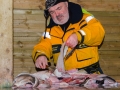 Frank weiß, wie man den Fisch filetiert.