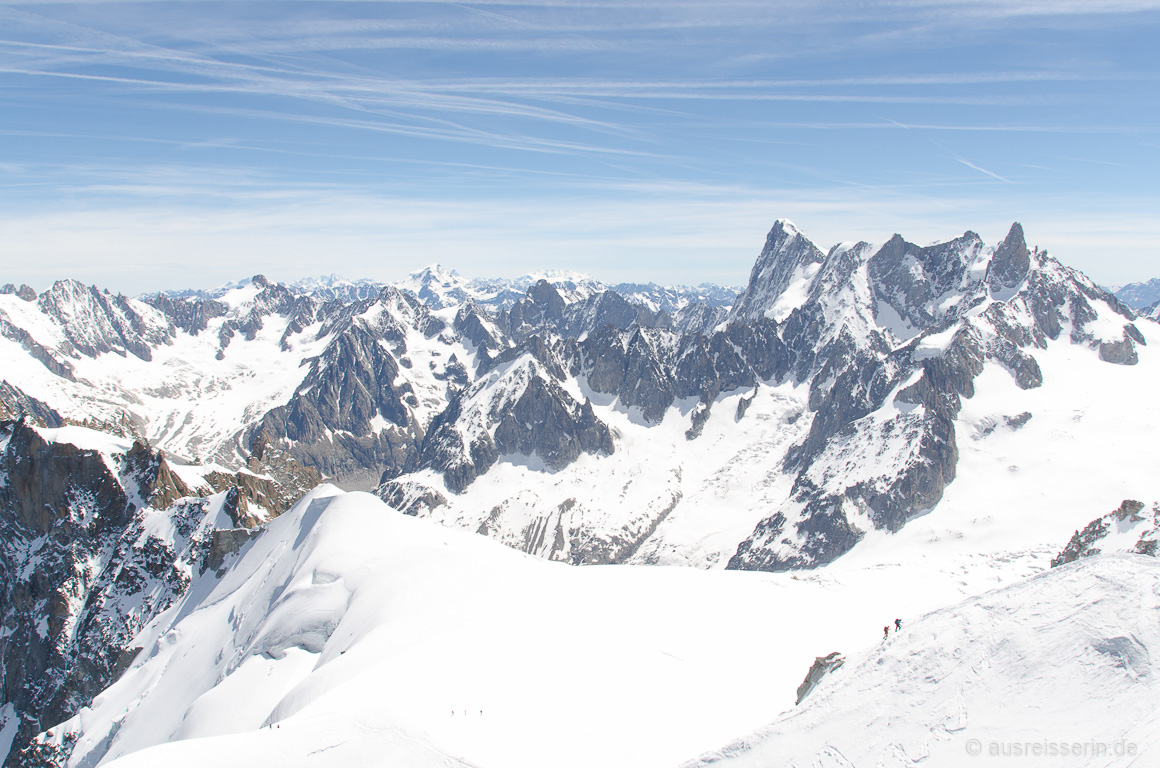 Ausblick auf die Alpen von der Aiguille du Midi aus.