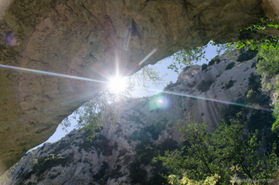 Blick nach oben aus der schmalen Schlucht des Régalon Blick nach oben aus den schmalen Gorges du Régalon