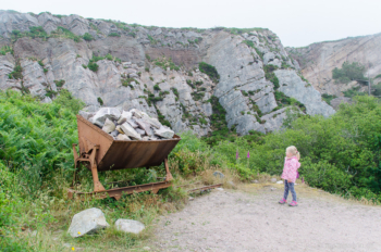 Die alte Lore erinnert an die aktiven Zeiten des Steinbruchs. Lore