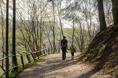 Der Wanderweg verläuft aussichtsreich oberhalb der Hasper Talsperre. Wanderweg oberhalb der Talsperre