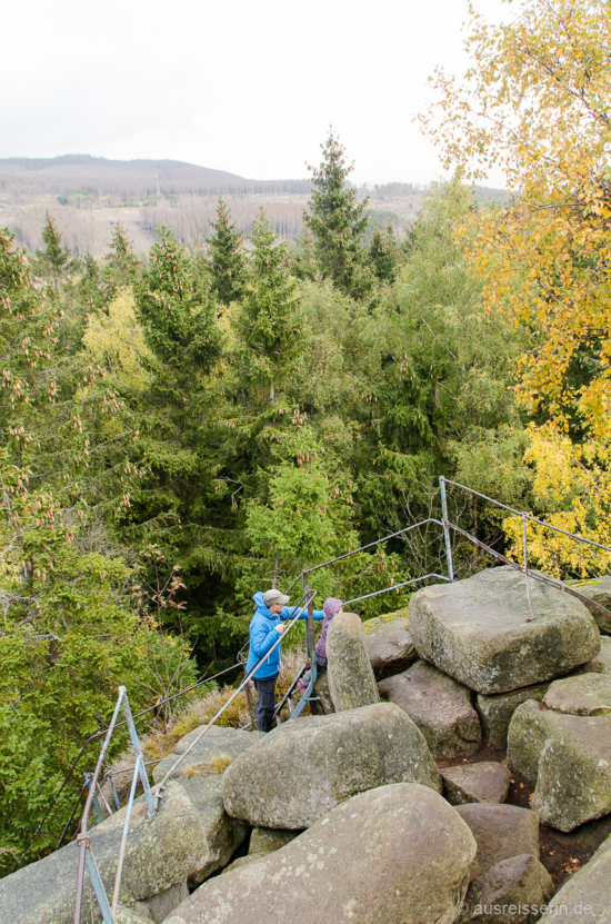 Fast geschafft! Treppenaufstieg auf die Schnarcherklippen