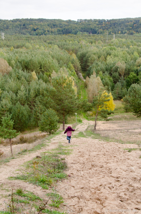 Im Laufschritt die Düne hinunter, das macht Spaß! Im Laufschritt die Düne hinunter